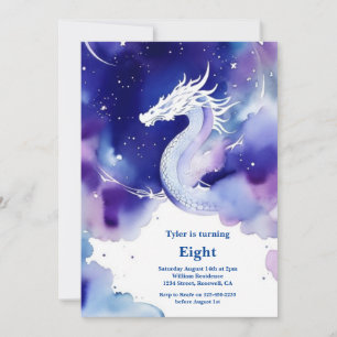 Convite de Aniversário do Dragão de Aquarela