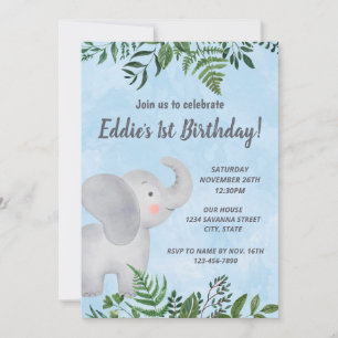 Convite de Aniversário do Elefante