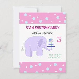 Convite de Aniversário do Elefante em Equilíbrio