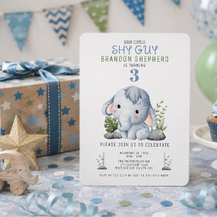 Convite de Aniversário do Elefante Tímido