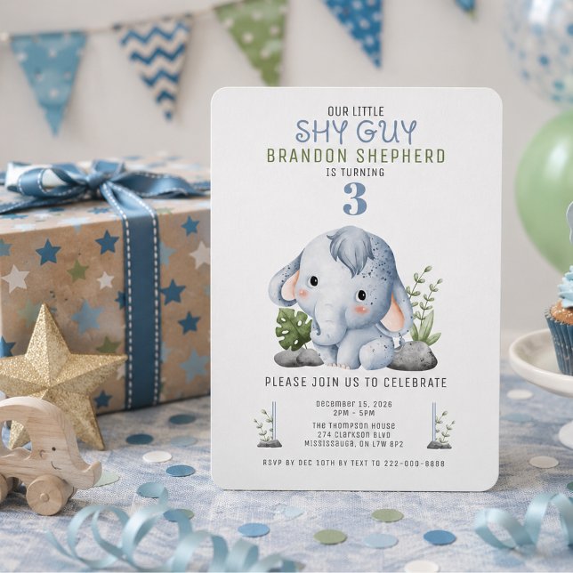 Convite de Aniversário do Elefante Tímido (Criador carregado)
