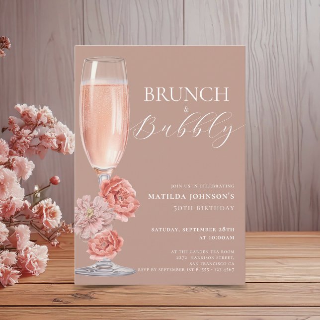Convite de Aniversário do Elegante Blush Pink 50th (Elegant Blush Pink 50th Birthday Invitation)