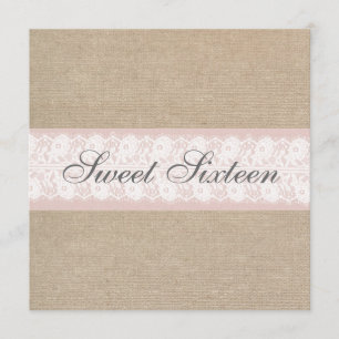 Convite de Aniversário do Elegante Lace Burlap