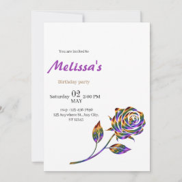 Convite de Aniversário do Elegante Rosa