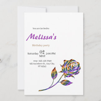 Convite de Aniversário do Elegante Rosa