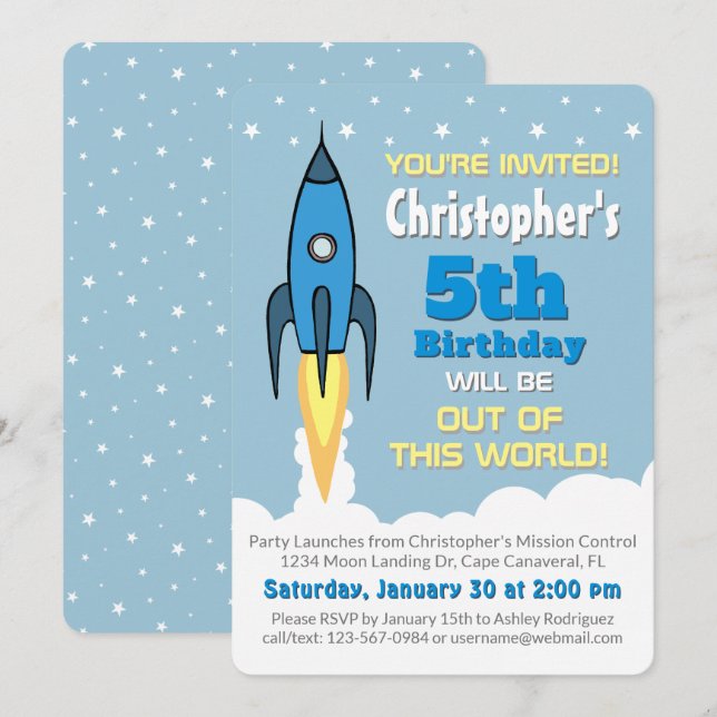 Convite de Aniversário do Espaço Exterior dos Rapa (Frente/Verso)