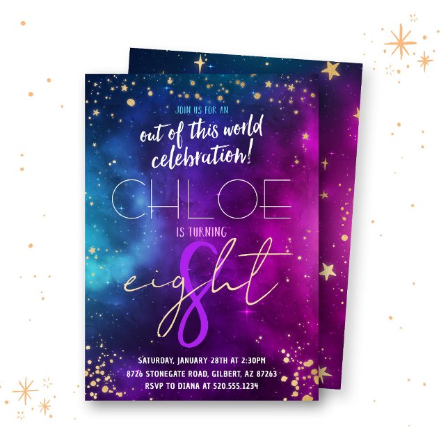 Convite de Aniversário do Espaço Exterior Galáxico (Criador carregado)