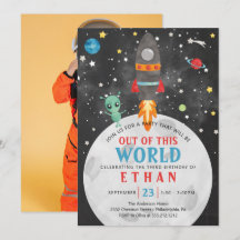 Convite de Aniversário do Espaço Exterior Qualquer