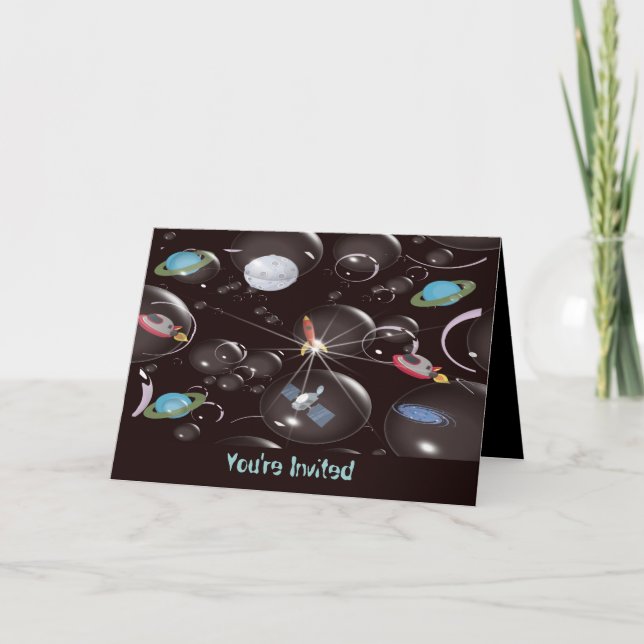 Convite de Aniversário do Espaço para Meninos (Frente)