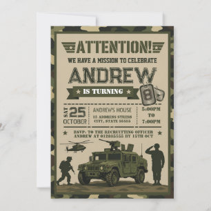 Convite de aniversário do exército moderno persona