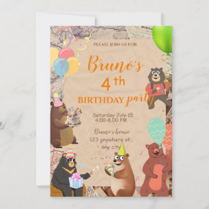 Convite de Aniversário do Explorador Ursinho