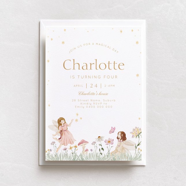 Convite de Aniversário do Fairy Garden Party (FRONT)