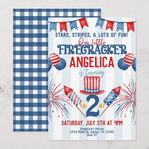 convite de aniversário do Fireworks em 4 de julho