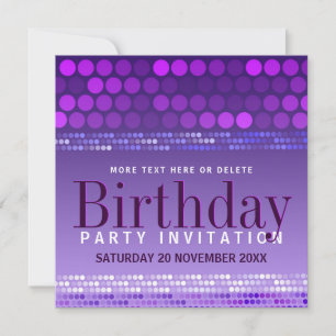 Convite de Aniversário do Funky Purple Party