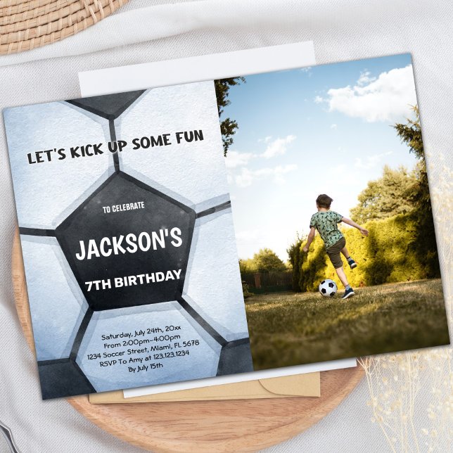 Convite de aniversário do futebol com foto (Full Soccer Birthday Invitations with photo)