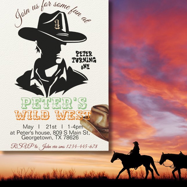 Convite De Aniversário Do Garoto Cowboy, Editável  (Criador carregado)