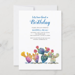 Convite de Aniversário do Garoto Festivo Cactus Fi