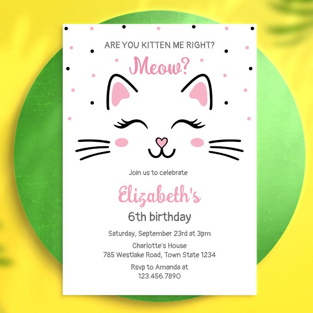 Convite de Aniversário do Gatinho Festa (Criador carregado)