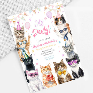 Convite de Aniversário do Gatinho Festa Let's Pawt