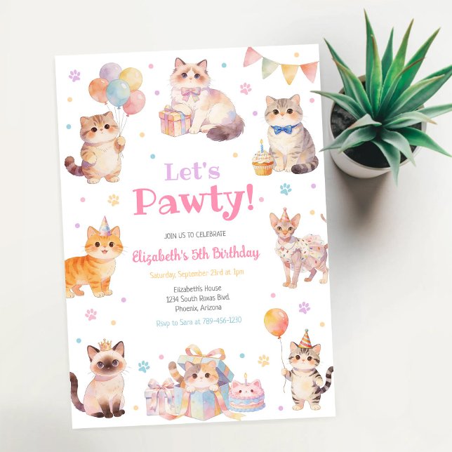 Convite de Aniversário do Gatinho Vamos Festejar (Criador carregado)