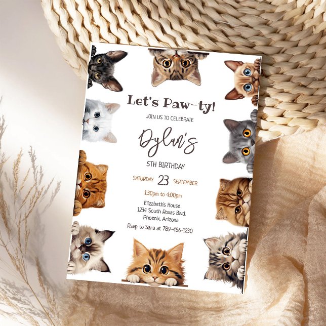Convite de Aniversário do Gatinho Vamos Festejar (Criador carregado)