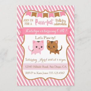 Convite de aniversário do gato do gatinho