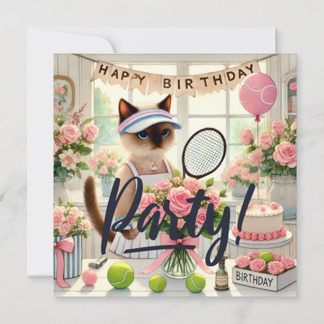 Convite de aniversário do Gato tênis (Frente)