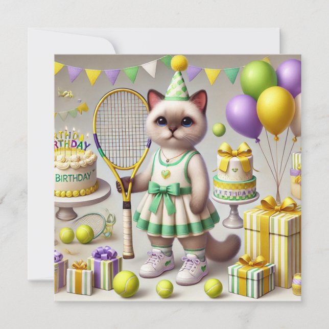 Convite de aniversário do Gato tênis (Frente)