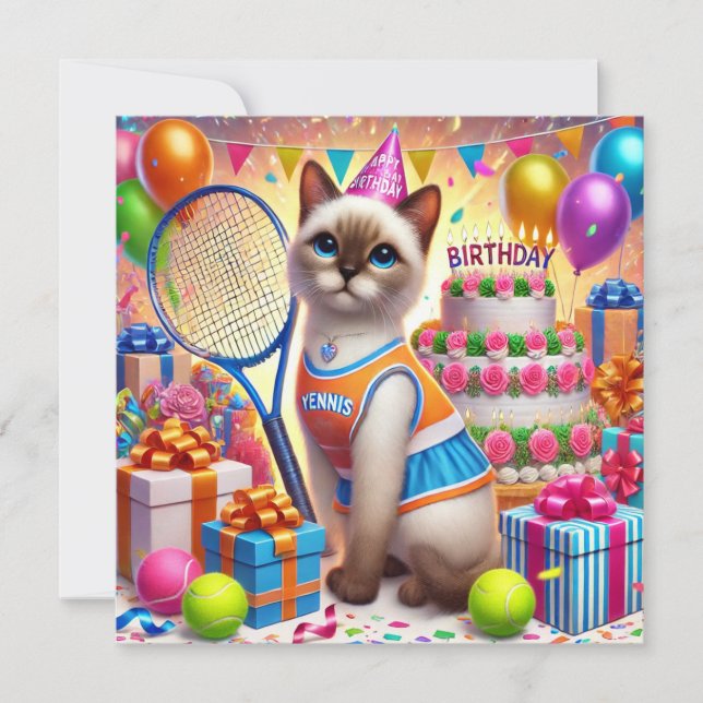 Convite de aniversário do Gato tênis (Frente)