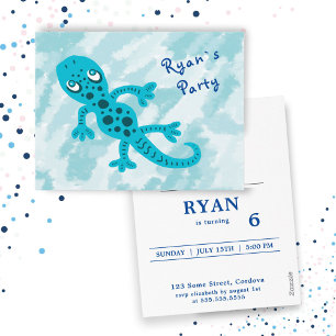 Convite de Aniversário do Gecko Azul Postcard