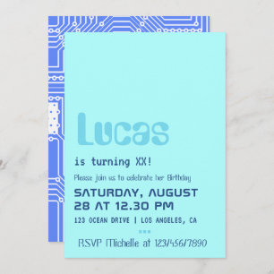 Convite de aniversário do Geek do computador