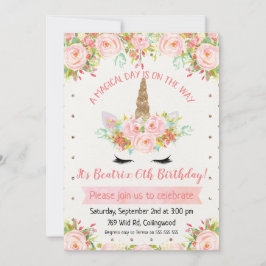 Convite de Aniversário do Girls Unicorn