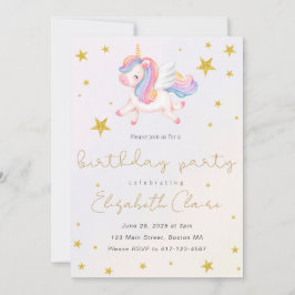 Convite de Aniversário do Girls Unicorn