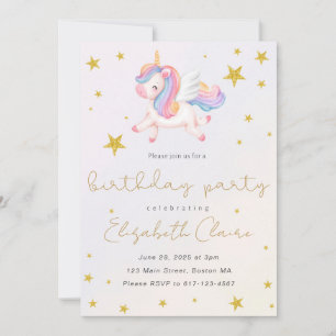 Convite de Aniversário do Girls Unicorn