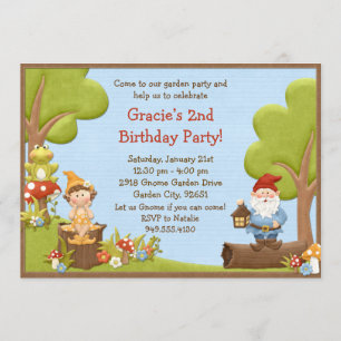 Convite de aniversário do gnomo dos miúdos