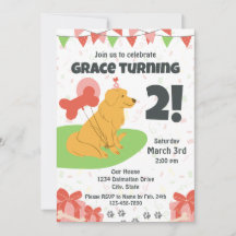 Convite de Aniversário do Golden Retriever