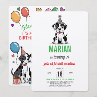 Convite de Aniversário do Great Dane