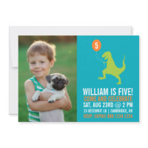 Convite de Aniversário do Green Dinosaur & Balloon