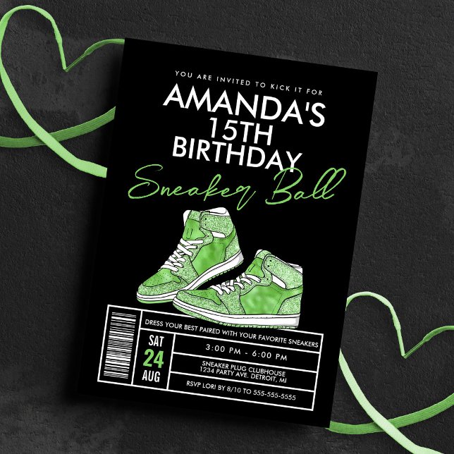 Convite de Aniversário do Green Sneaker Ball (Criador carregado)