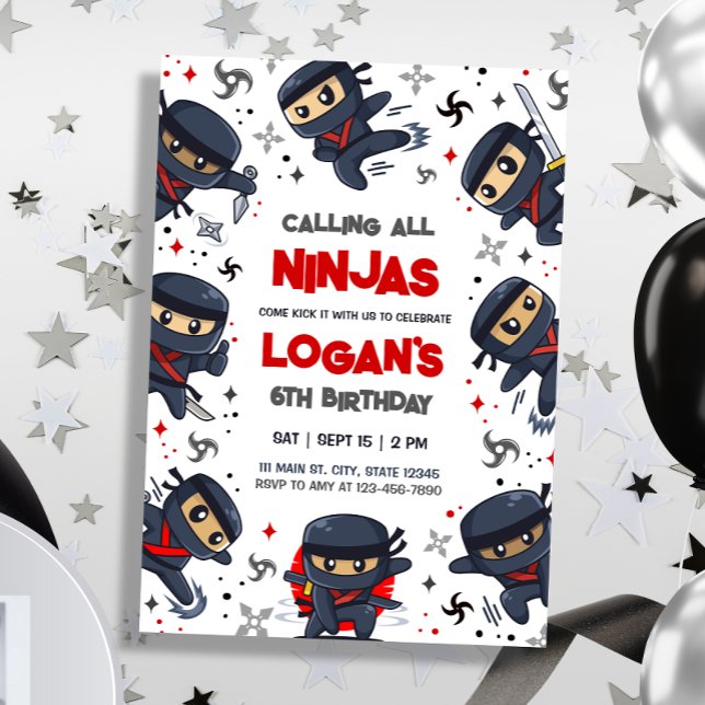 Convite de Aniversário do Guerreiro Ninja Karate (Criador carregado)