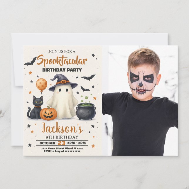 Convite de Aniversário do Halloween Assombrado (Frente)