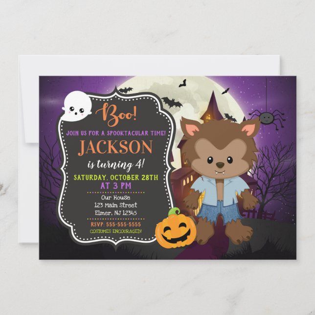 Convite de Aniversário do Halloween Werewolf (Frente)