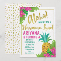 Convite de Aniversário do Havaí Luau