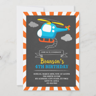 Convite de aniversário do helicóptero