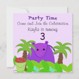 Convite de Aniversário do Hippo Roxo