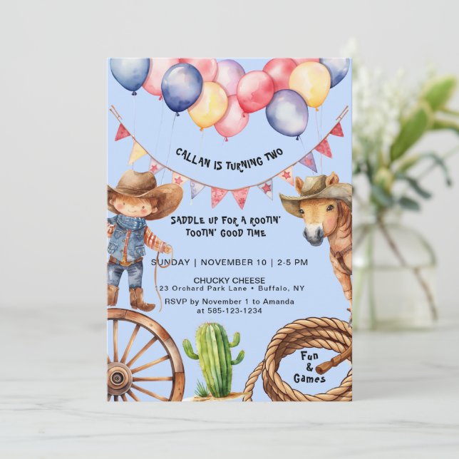 Convite de Aniversário do Horário de Rootin 'Rooti (Em pé/Frente)