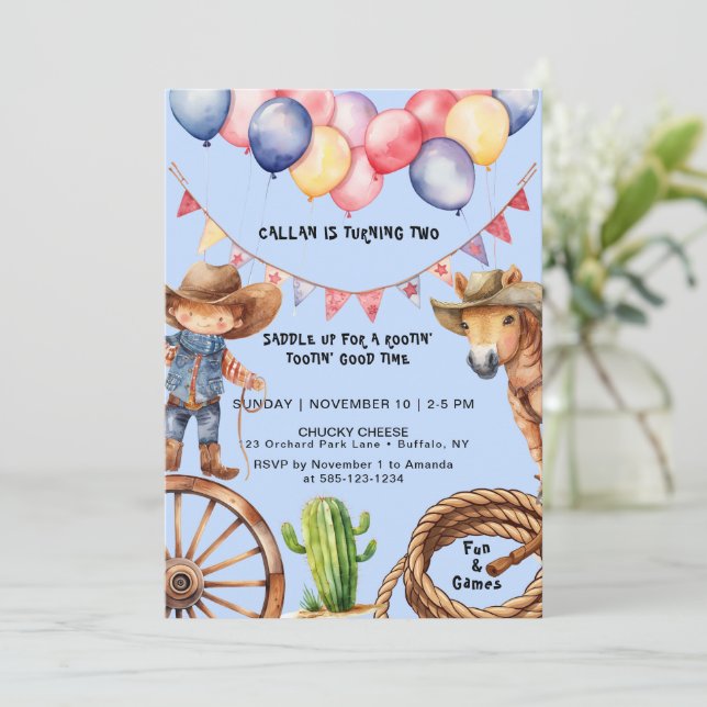 Convite de Aniversário do Horário de Rootin 'Rooti (Em pé/Frente)