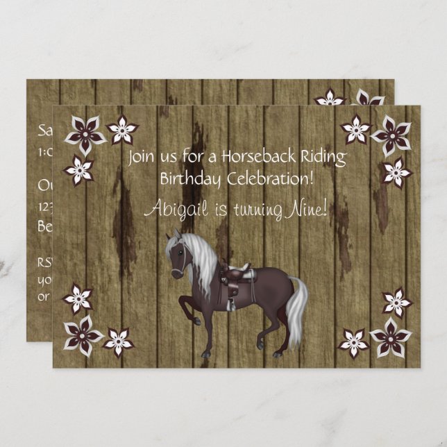 Convite de Aniversário do Horseback Ocidental (Frente/Verso)
