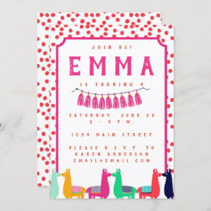 Convite de aniversário do lama