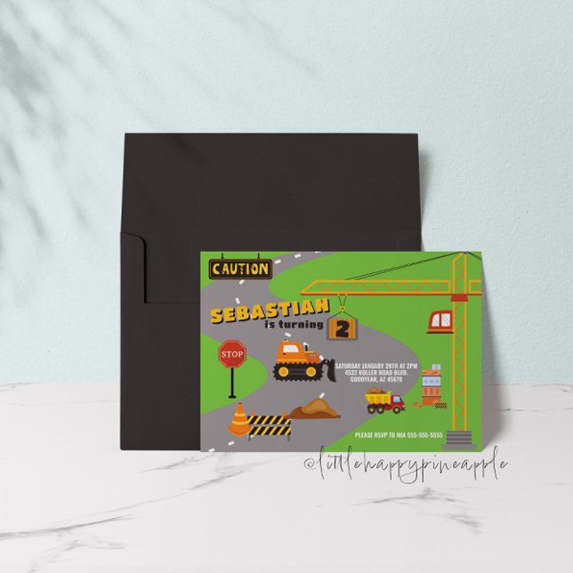 Convite de Aniversário do Local de Construção (Criador carregado)